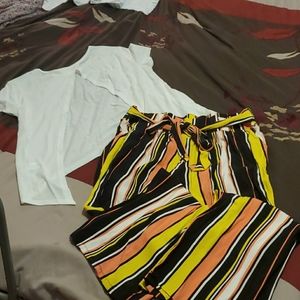 Guess palazzo pants Large and shein shirt